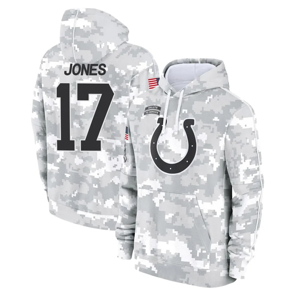 IN.Colts #17 Daniel Jones Player Arctic Camo Salute to Service Hoodies Limited Game BALCE Stitched Jerseys
