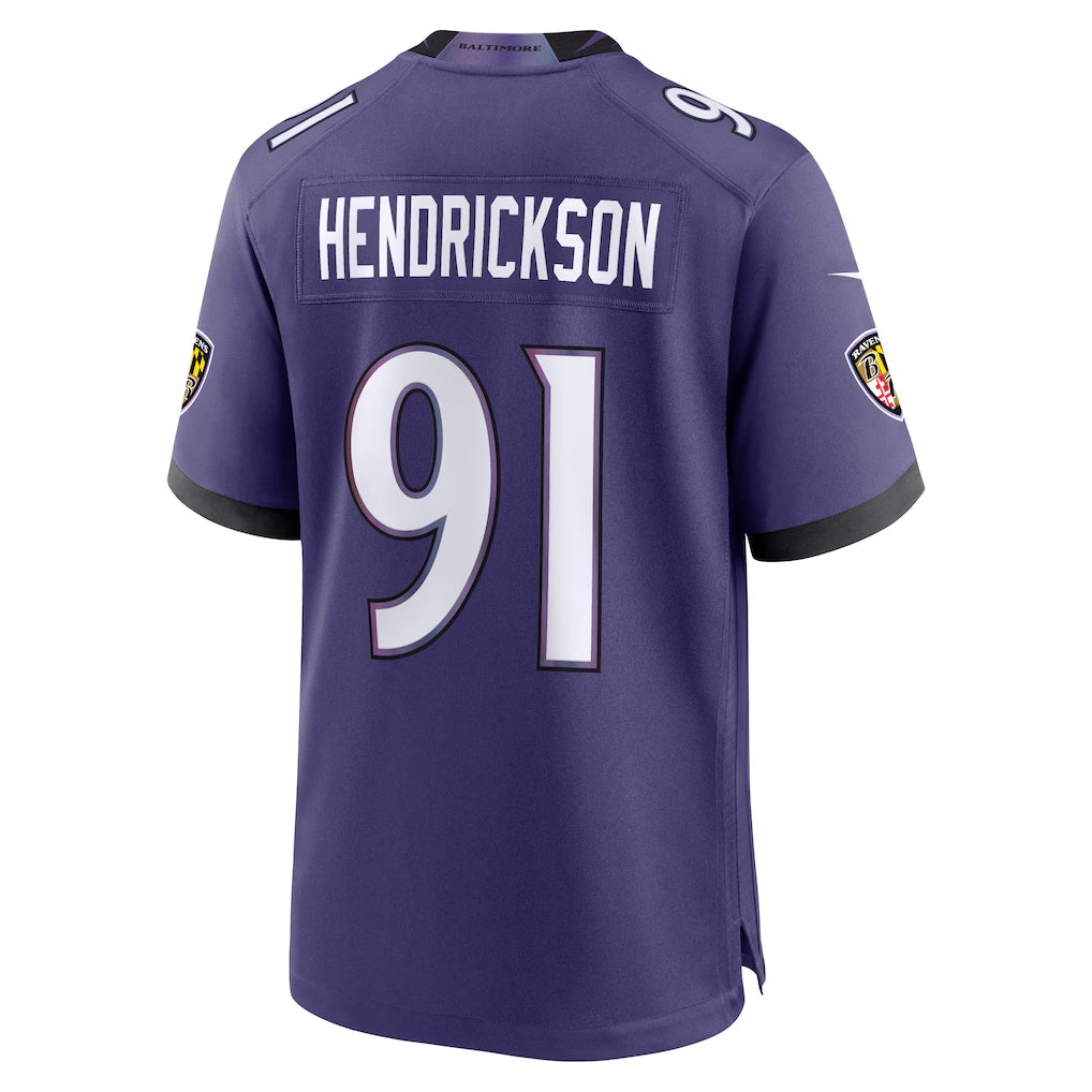 B.Ravens #91 Trey Hendrickson Player Purple Home Game BALCE Stitched Jerseys