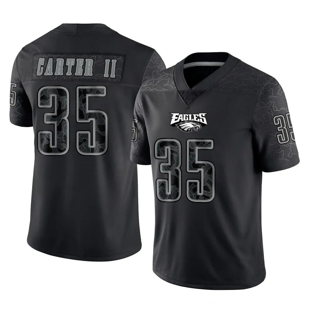 P.Eagles #35 Michael Carter II Player Black Reflective Limited Home Game BALCE Stitched Jerseys