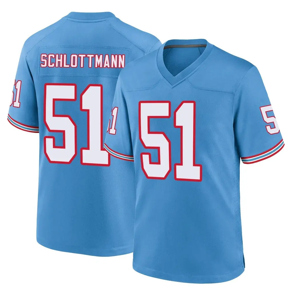 T.Titans #51 Austin Schlottmann Player Light Blue Oilers Throwback Home Game BALCE Stitched Jerseys