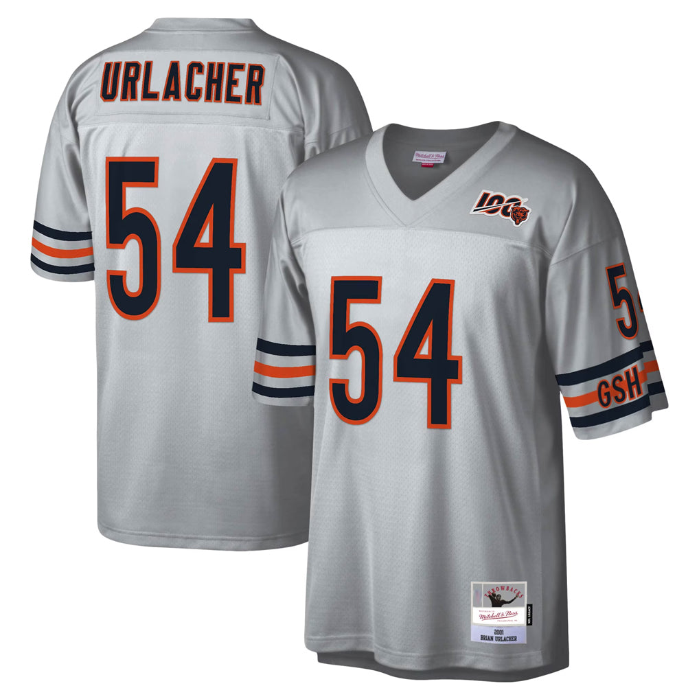 C.Bears #54 Brian Urlacher Player Silver Mitchell & Ness Legacy Replica BALCE Stitched Jerseys