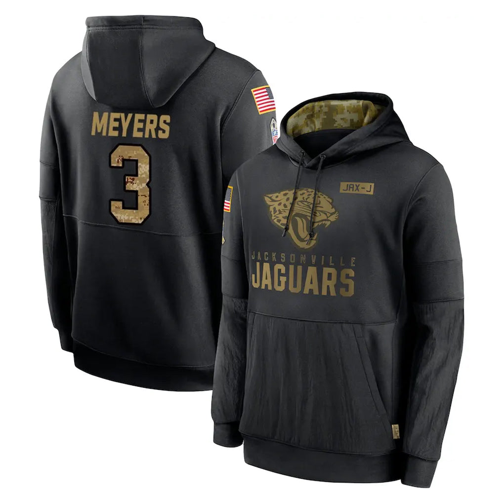 J.Jaguars #3 Jakobi Meyers Player Black Salute to Service Hoodies Limited Game BALCE Stitched Jerseys