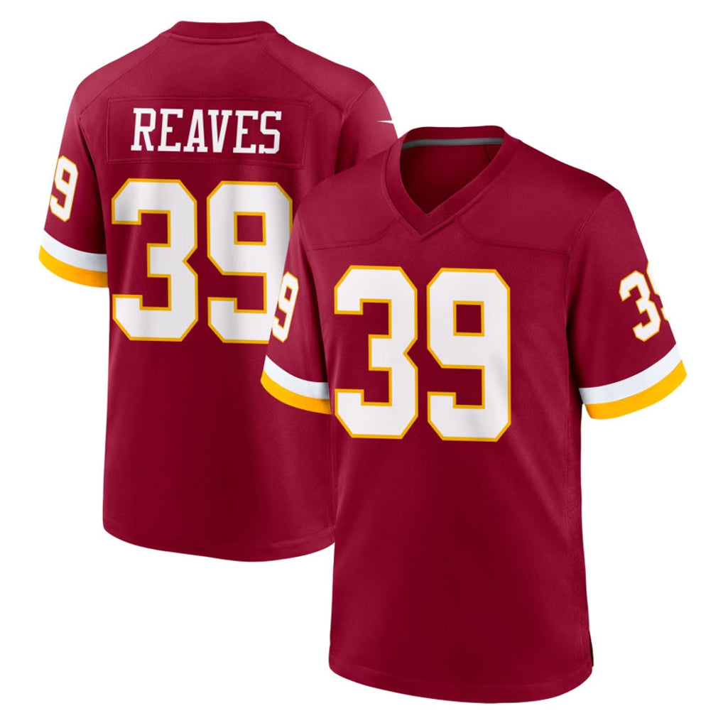 W.Commanders #39 Jeremy Reaves Player Burgundy Game Home BALCE Stitched Jerseys