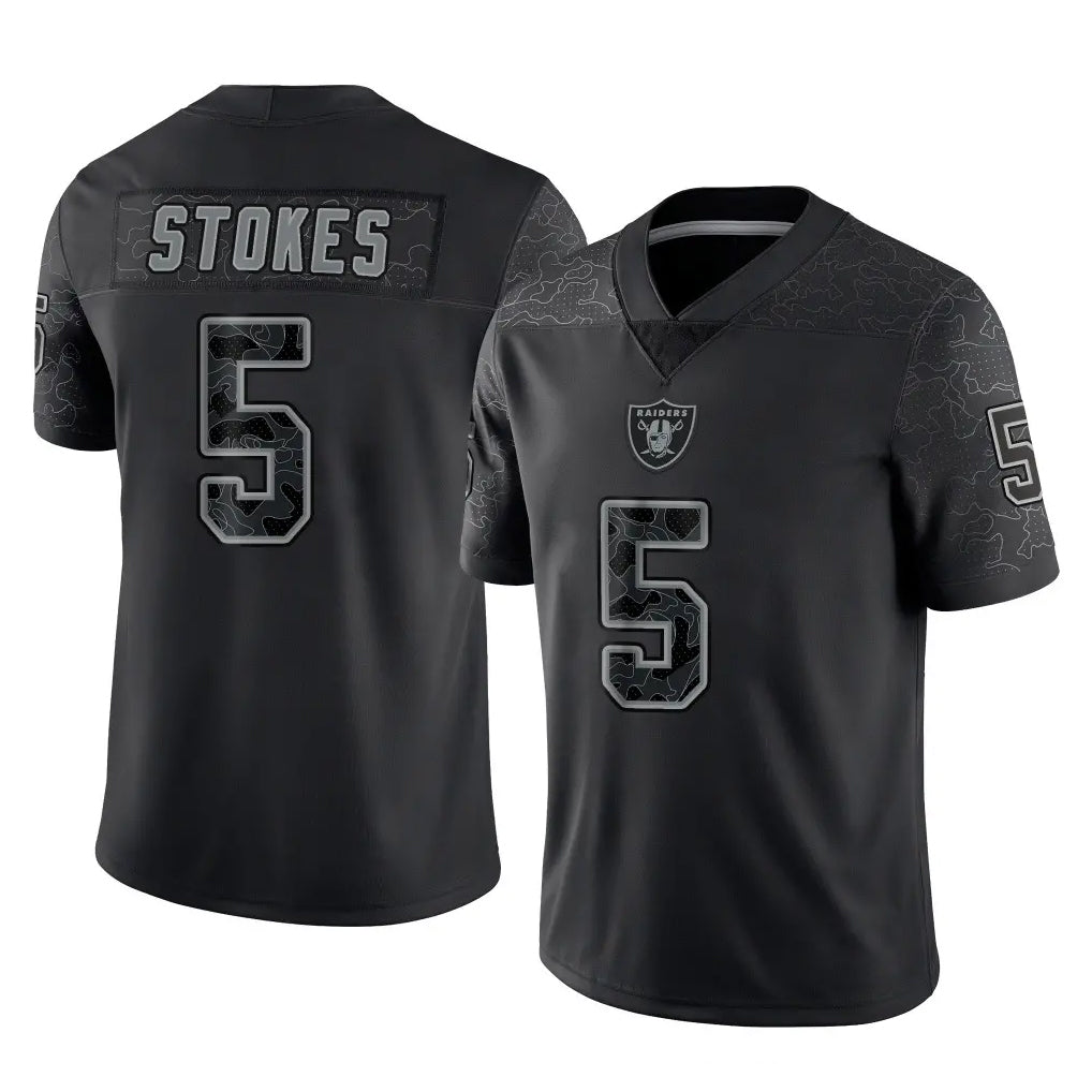 LV.Raiders #5 Eric Stokes Player Black Reflective Limited Game BALCE Stitched Jerseys
