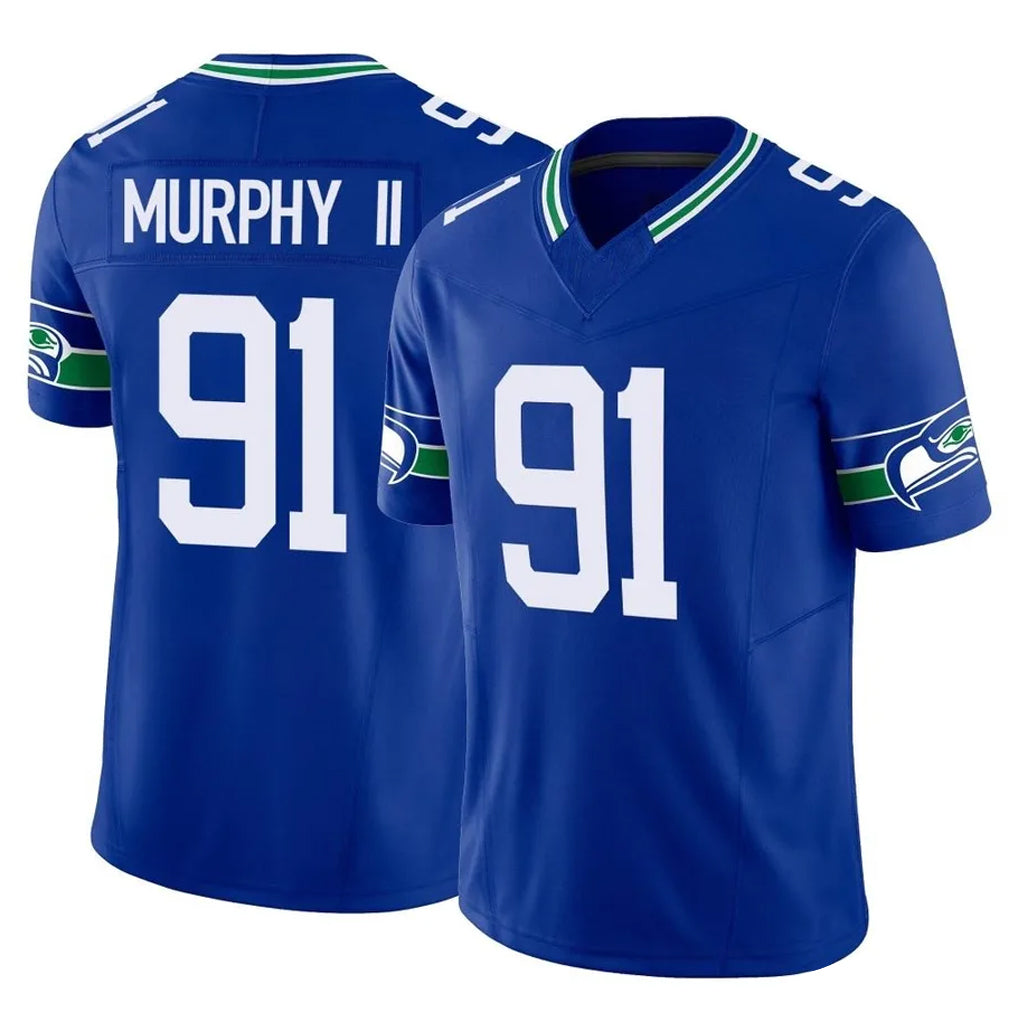S.Seahawks #91 Byron Murphy II Player Royal Limited Throwback Vapor F.U.S.E. Home Game BALCE Stitched Jerseys