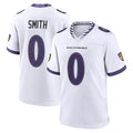 B.Ravens #0 Roquan Smith Player White Purple Home Game BALCE Stitched Jerseys