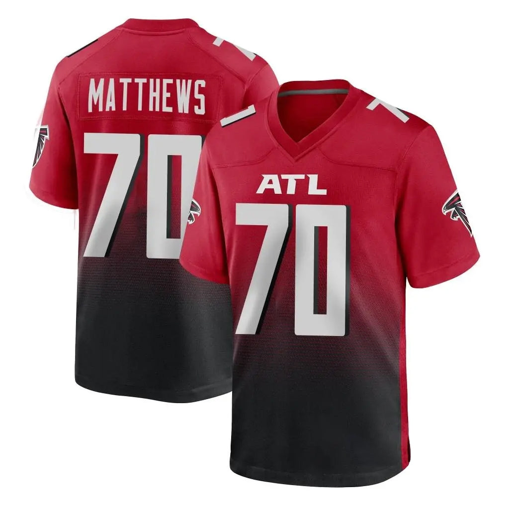 A.Falcons #70 Jake Matthews Player Red Home Game BALCE Stitched Jerseys