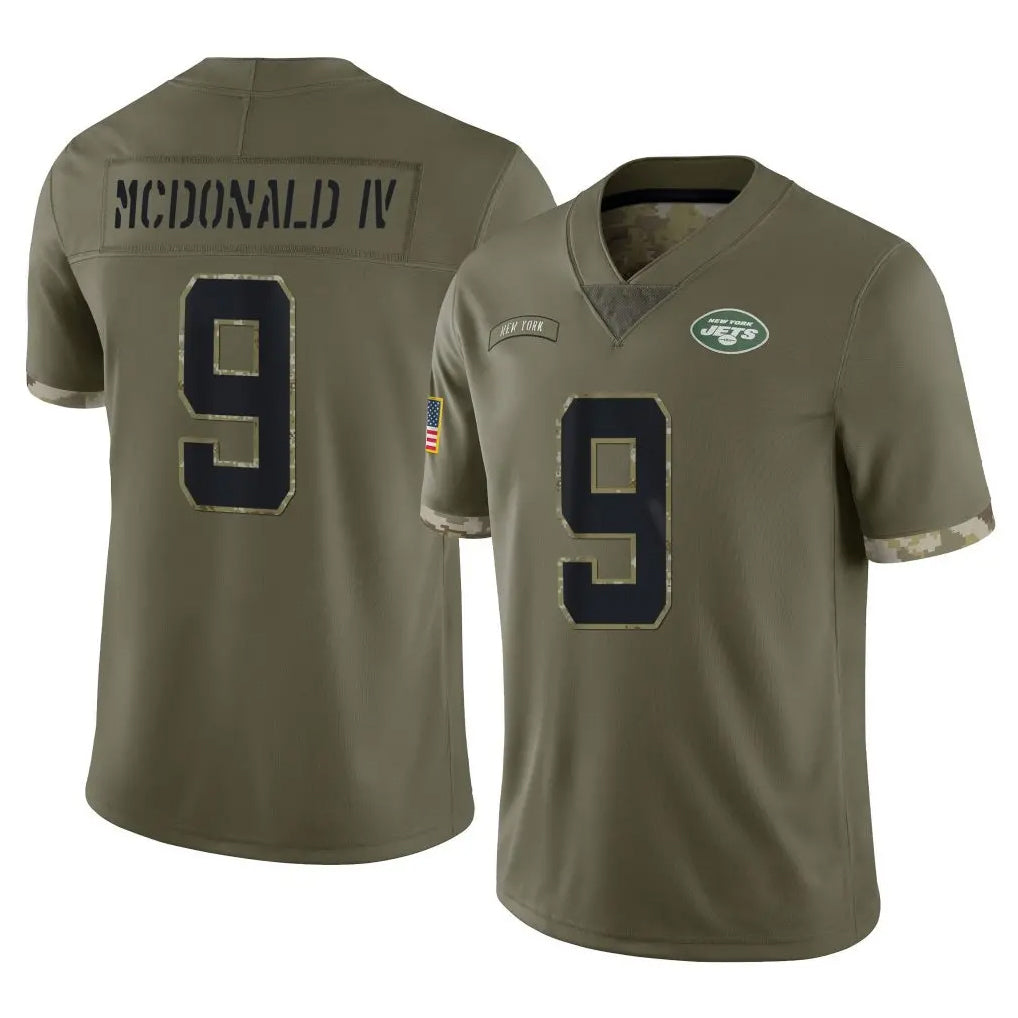 NY.Jets #9 Will McDonald IV Player Olive Salute To Service Limited BALCE Stitched Jerseys