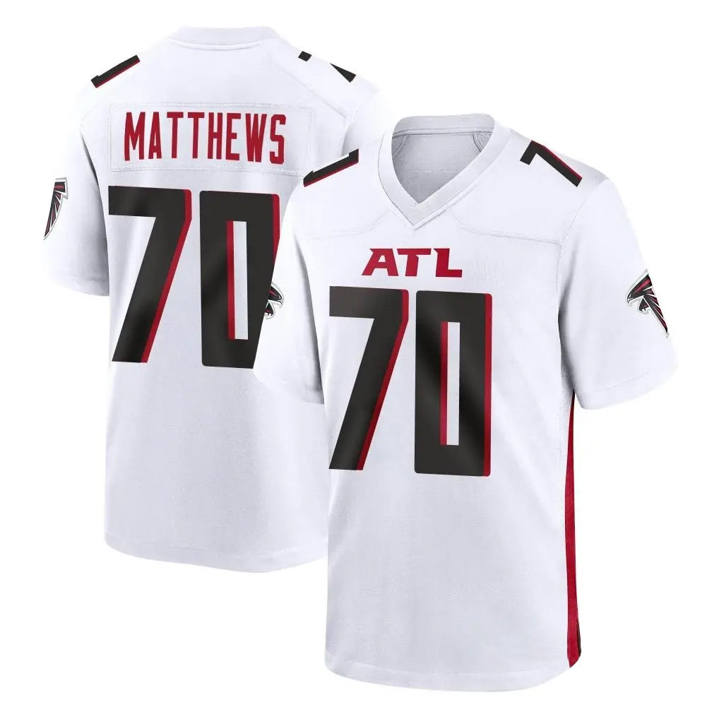 A.Falcons #70 Jake Matthews Player White Home Game BALCE Stitched Jerseys