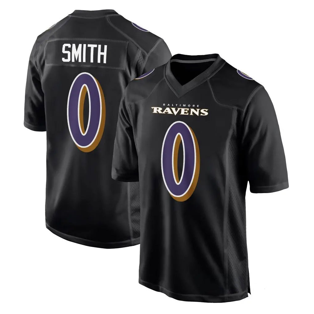 B.Ravens #0 Roquan Smith Player Black Carbon Fashion Home Game BALCE Stitched Jerseys