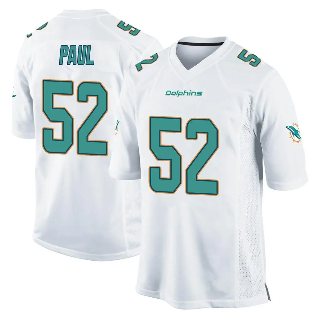 M.Dolphins #52 Patrick Paul Player White Home Game BALCE Stitched Jerseys