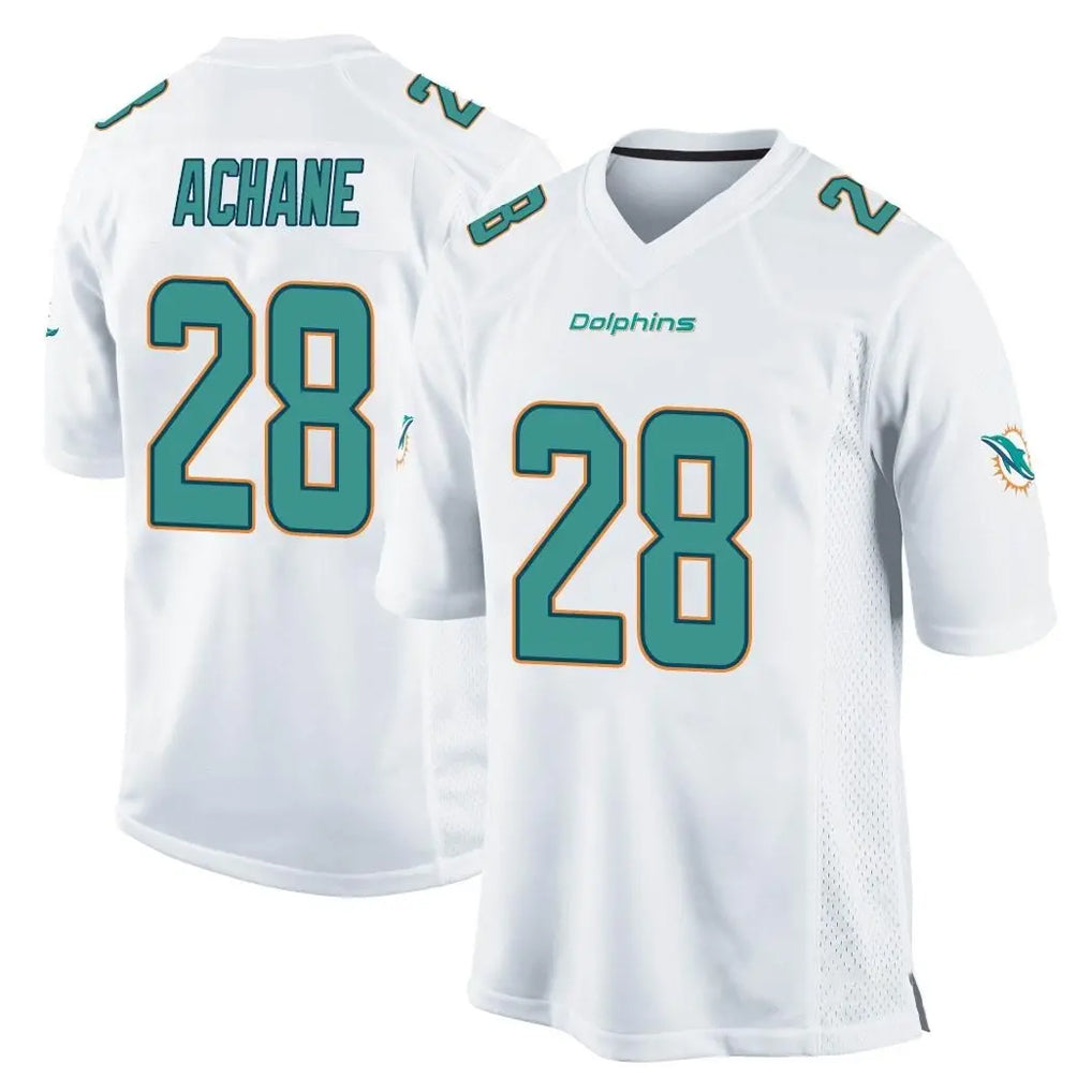 M.Dolphins #28 De'Von Achane Player White Home Game BALCE Stitched Jerseys