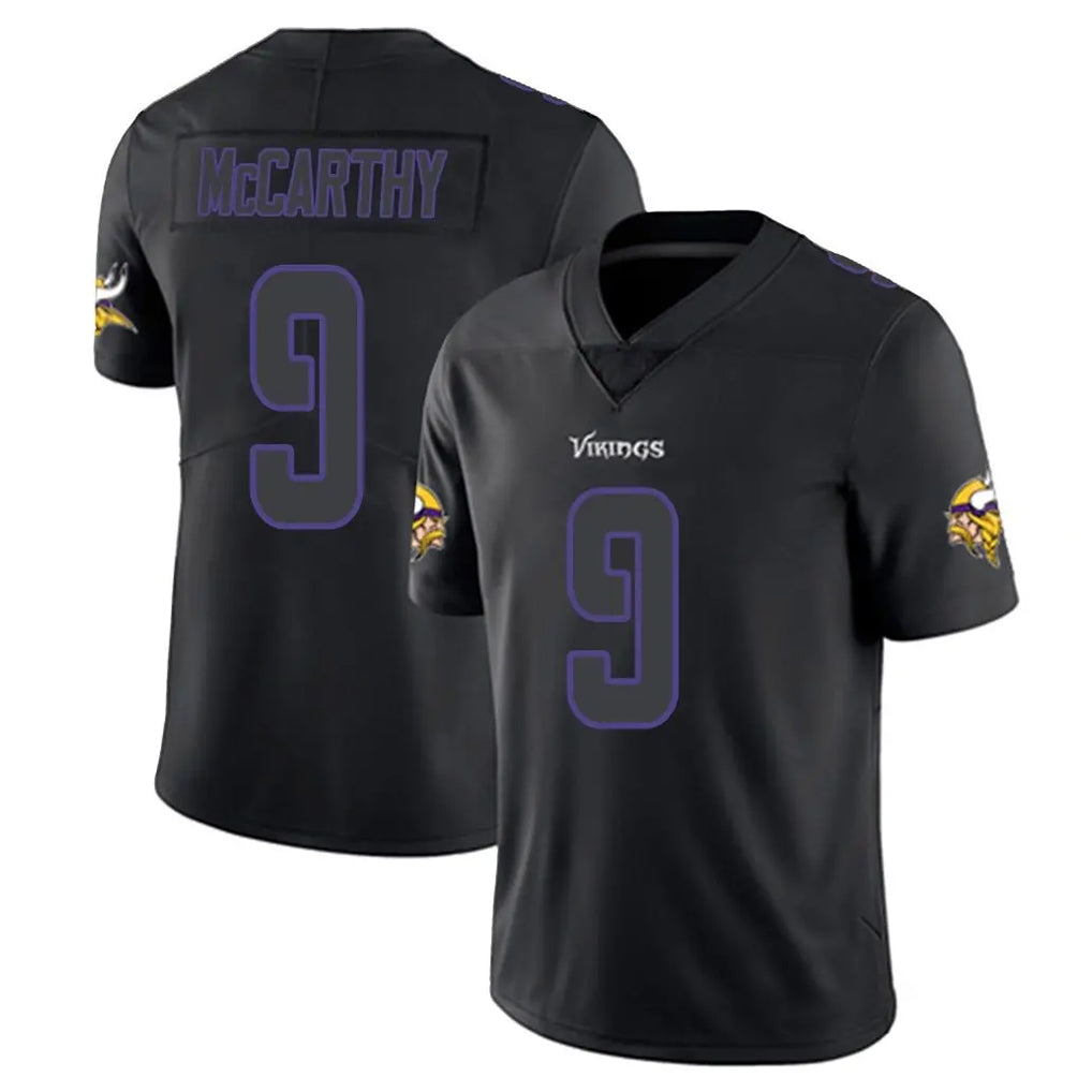 M.Vikings #9 J.J. McCarthy Player Black Impact LImited Home Game BALCE Stitched Jerseys