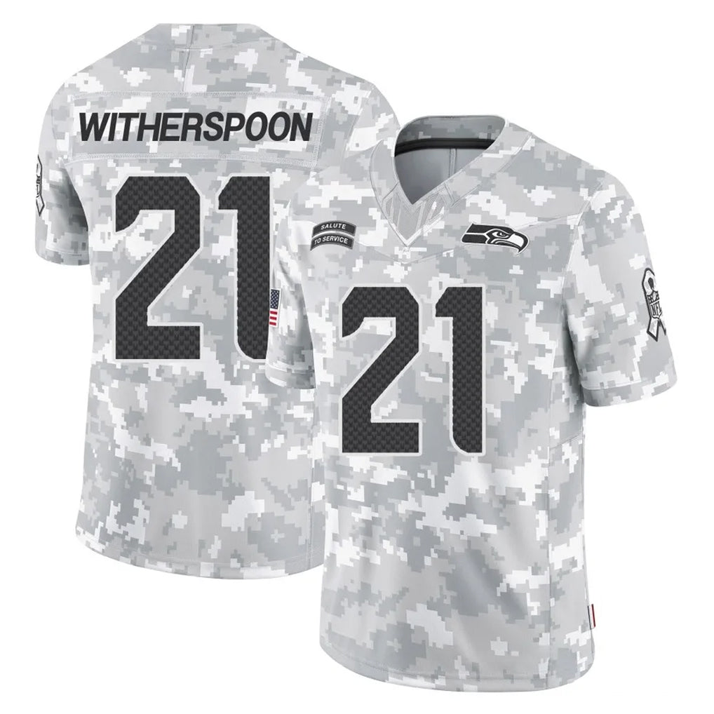 S.Seahawks #21 Devon Witherspoon Player Arctic Camo Limited Salute To Service Home Game BALCE Stitched Jerseys