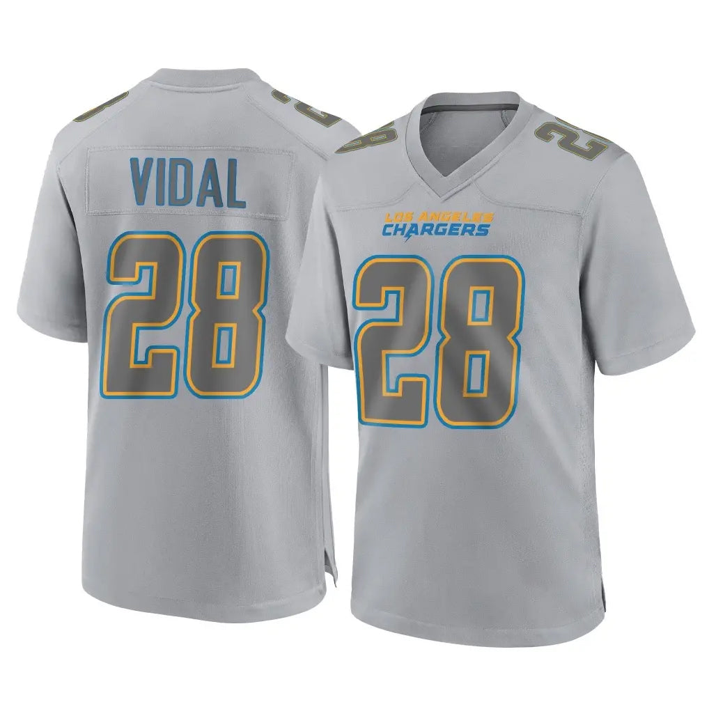 LA.Chargers #28 Kimani Vidal Player Gray Atmosphere Fashion Home Game BALCE Stitched Jerseys