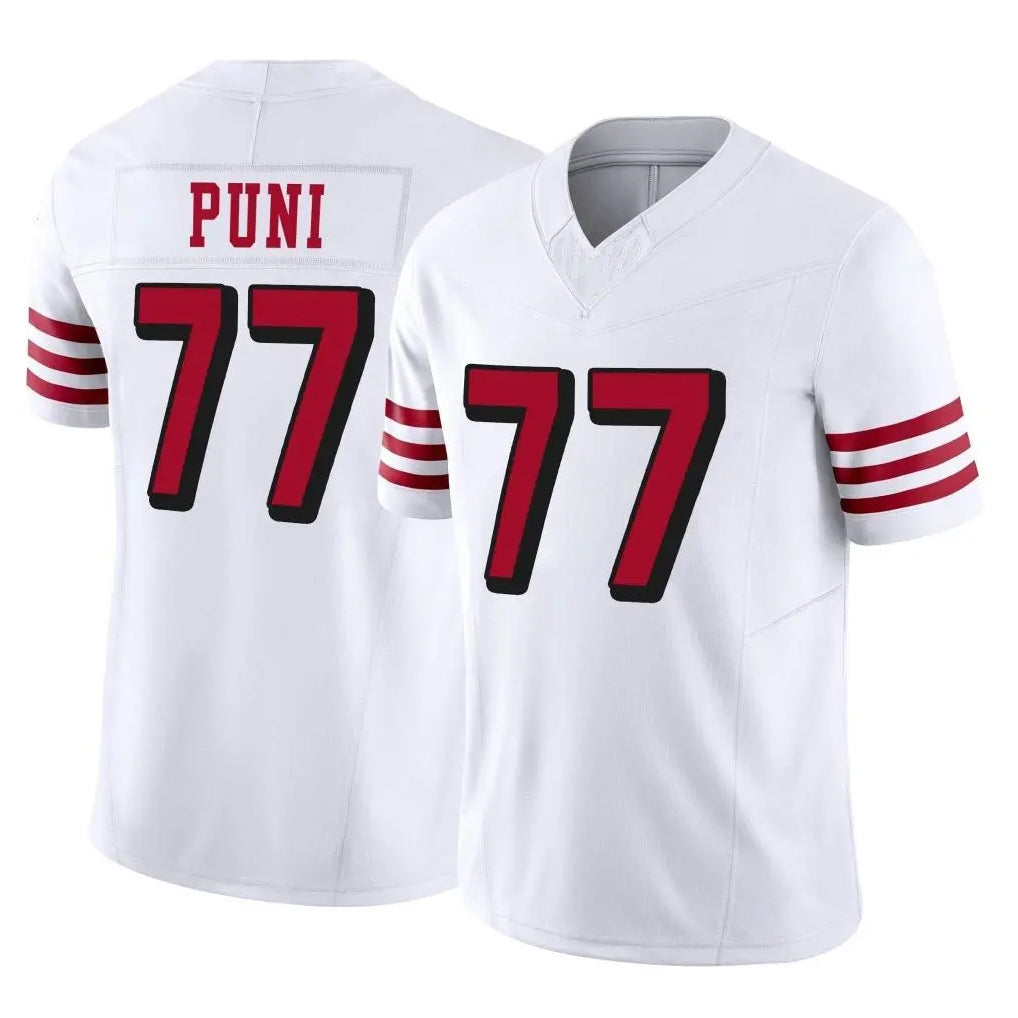 SF.49ers #77 Dominick Puni Player White Limited Alternate Vapor F.U.S.E. Home Game BALCE Stitched Jerseys