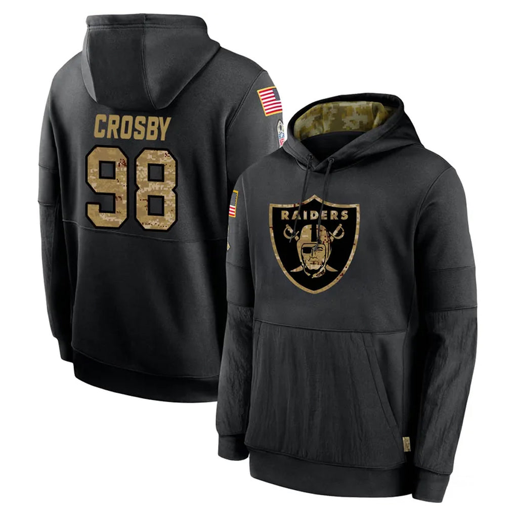 LV.Raiders #98 Maxx Crosby Player Black Salute to Service Hoodies Limited Game BALCE Stitched Jerseys