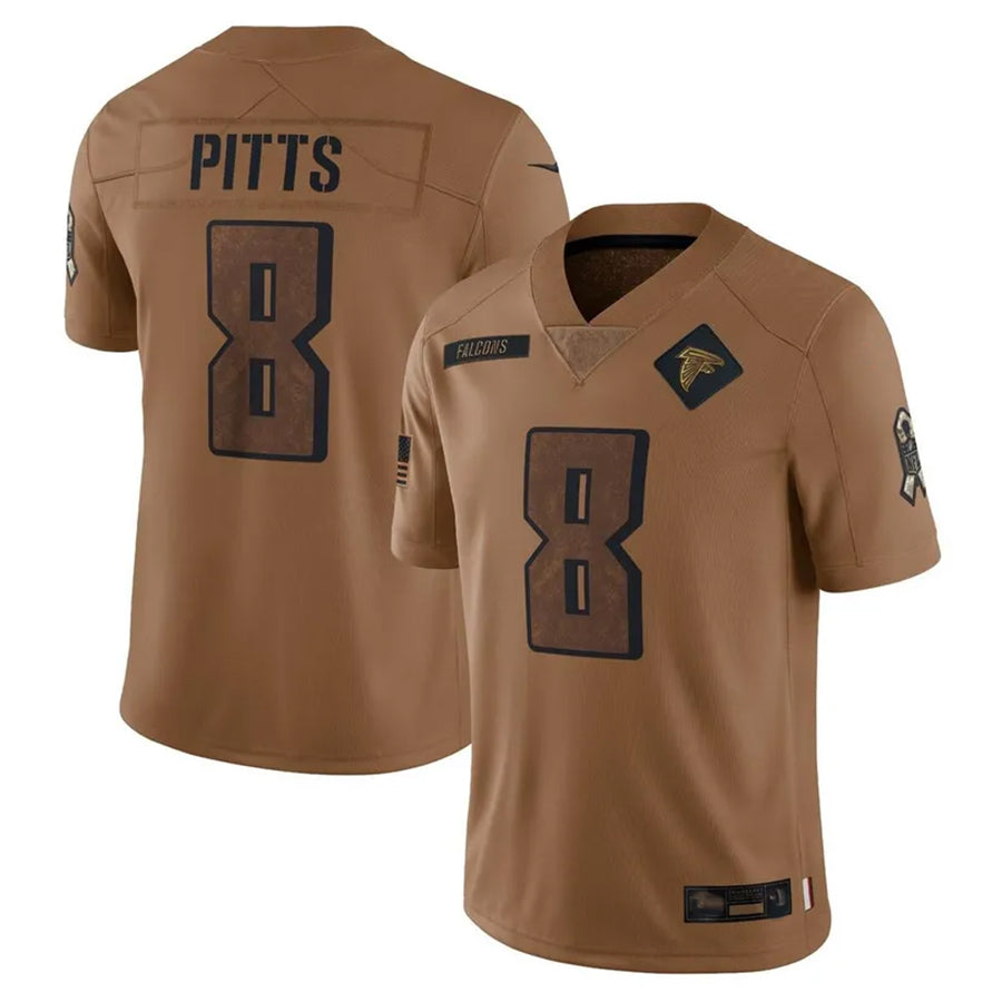 A.Falcons #8 Kyle Pitts Sr. Player Brown Salute To Service Limited BALCE Stitched Jerseys