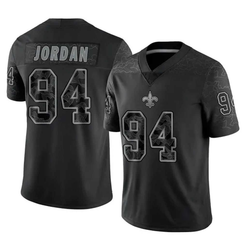 NO.Saints #94 Cameron Jordan Player Black Limited Reflective Home Game BALCE Stitched Jerseys