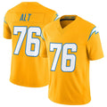 LA.Chargers #76 Joe Alt Player Gold Limited Vapor F.U.S.E. Home Game BALCE Stitched Jerseys