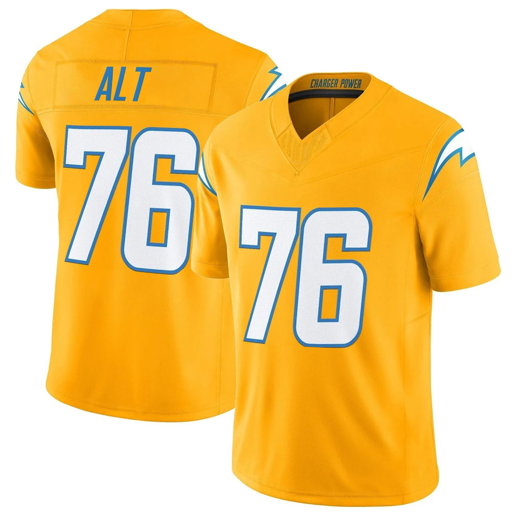 LA.Chargers #76 Joe Alt Player Gold Limited Vapor F.U.S.E. Home Game BALCE Stitched Jerseys