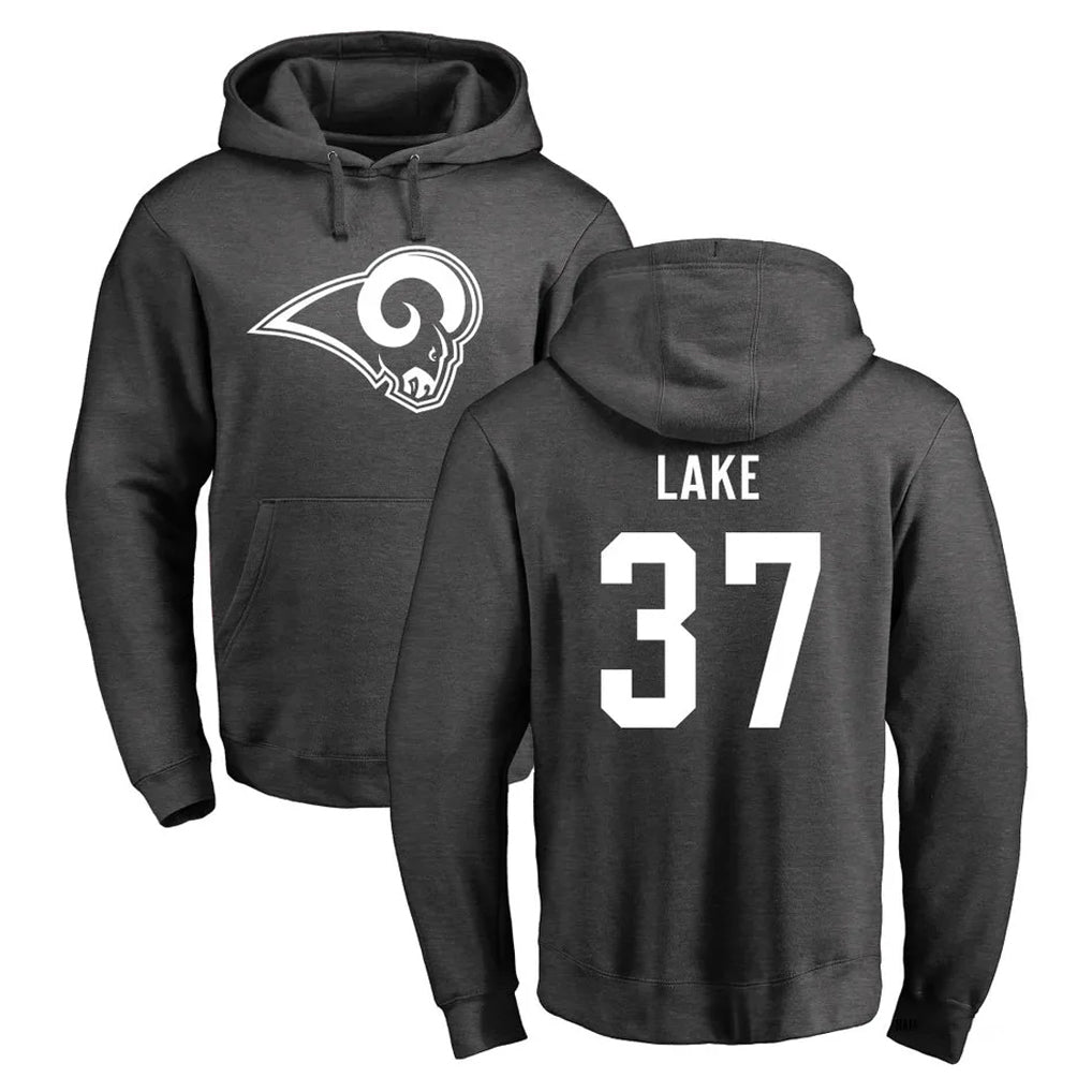 LA.Rams #37 Quentin Lake Player Gray Pullover Hoodie Limited Game BALCE Stitched Jerseys