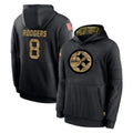 P.Steelers #8 Aaron Rodgers Player Black Salute to Service Hoodies Limited Game BALCE Stitched Jerseys