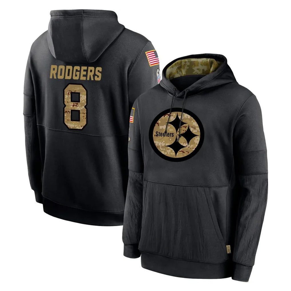 P.Steelers #8 Aaron Rodgers Player Black Salute to Service Hoodies Limited Game BALCE Stitched Jerseys