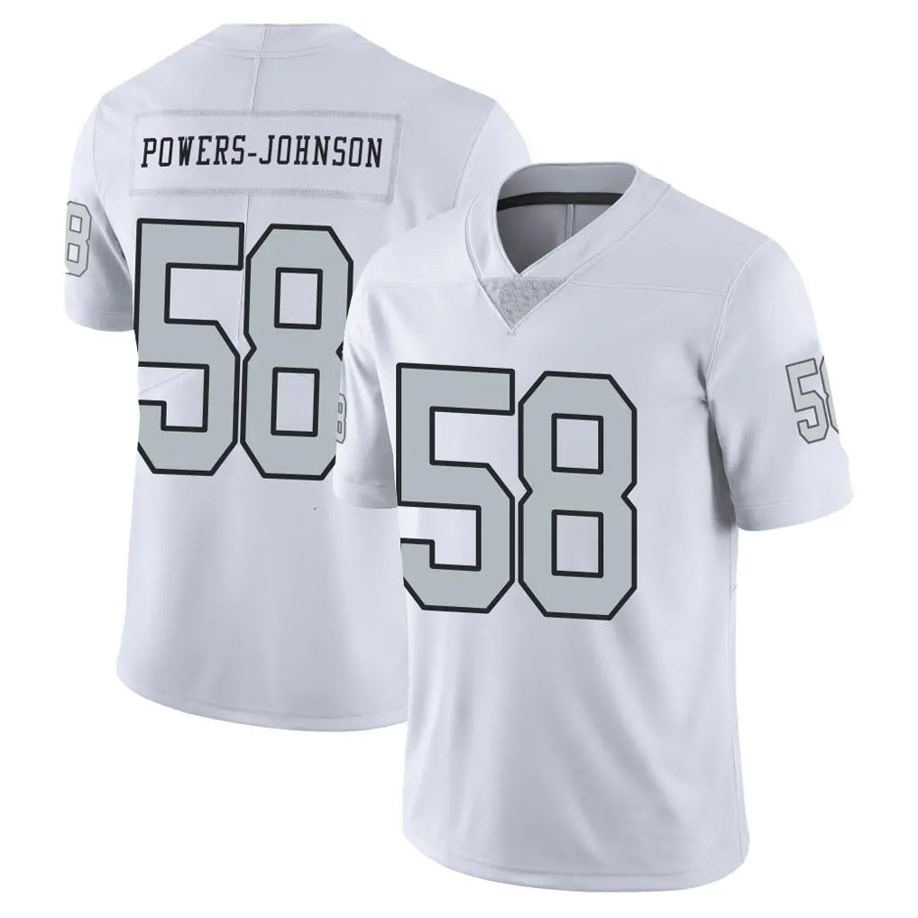 LV.Raiders #58 Jackson Powers-Johnson Player White Limited Color Rush Home Game BALCE Stitched Jerseys