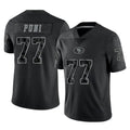 SF.49ers #77 Dominick Puni Player Black Limited Reflective Home Game BALCE Stitched Jerseys