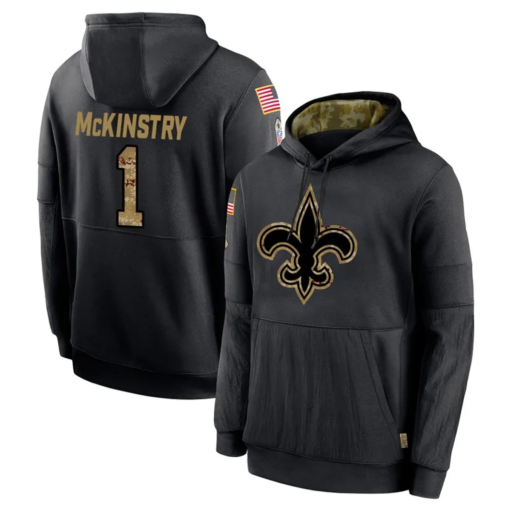 NO.Saints #1 Kool-Aid McKinstry Player Black Salute to Service Hoodies Limited Game BALCE Stitched Jerseys