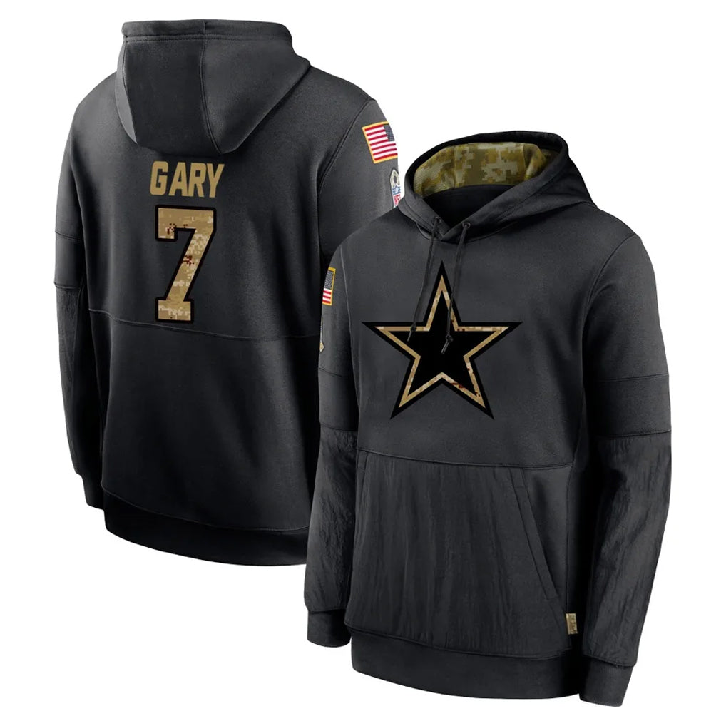 D.Cowboys #7 Rashan Gary Player Black Salute to Service Pullover Hoodies Limited BALCE Stitched Jerseys