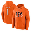 C.Bengals #1 Ja'Marr Chase Player Orange Salute to Service Pullover Hoodie Limited BALCE Stitched Jerseys