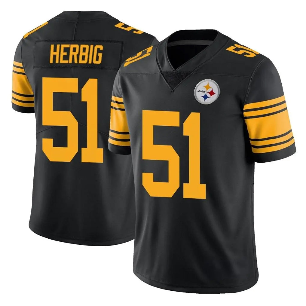 P.Steelers #51 Nick Herbig Player Black Limited Color Rush Home Game BALCE Stitched Jerseys