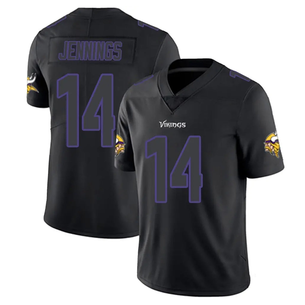 M.Vikings #14 Jauan Jennings Player Black Impact LImited Home Game BALCE Stitched Jerseys