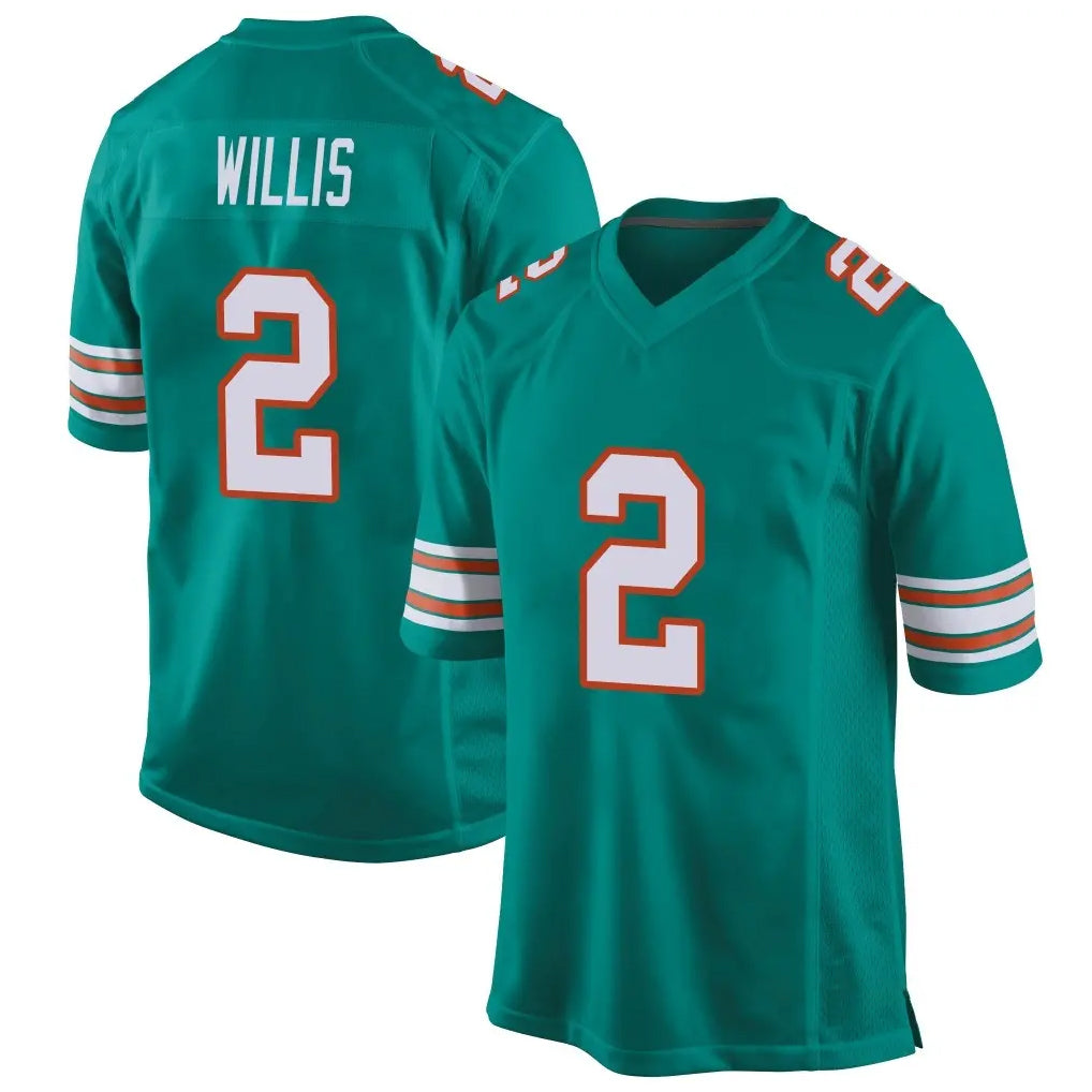 M.Dolphins #2 Malik Willis Player Aqua Alternate Home Game BALCE Stitched Jerseys