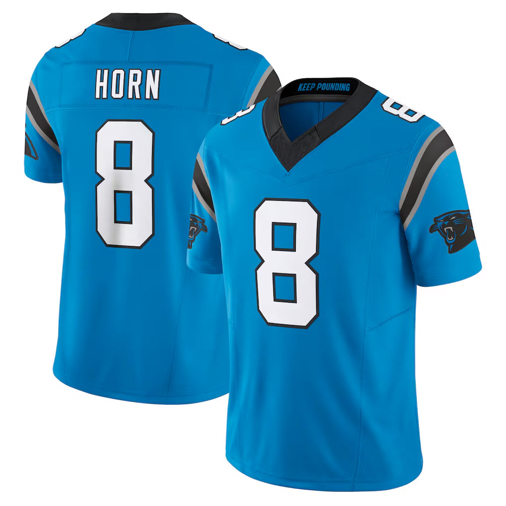 C.Panthers #8 Jaycee Horn Player Blue Vapor F.U.S.E. Limited Home Game BALCE Stitched Jerseys