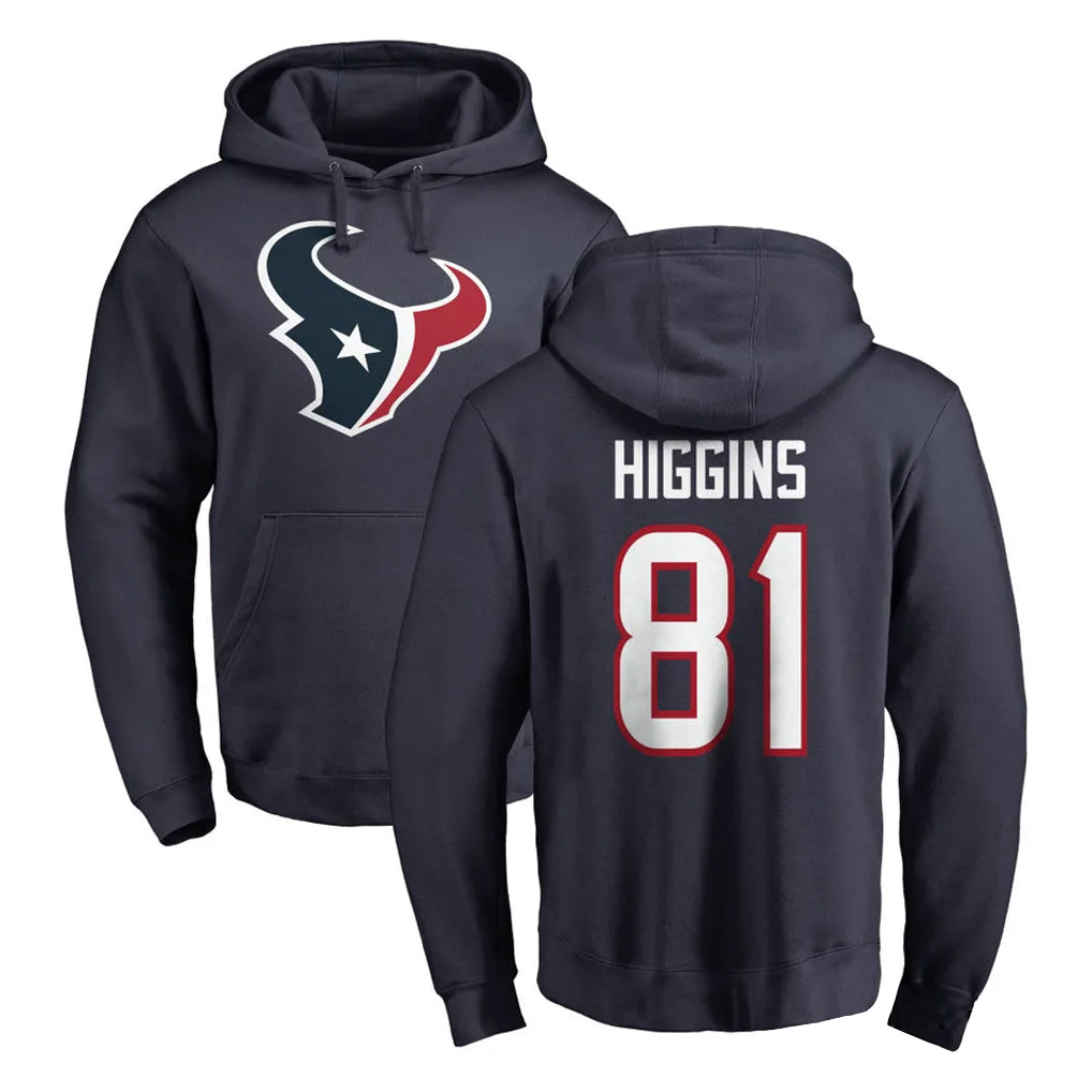 H.Texans #81 Jayden Higgins Player Navy Pro Line Pullover Hoodie Limited Game BALCE Stitched Jerseys