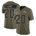 S.Seahawks #20 Julian Love Player Olive 2025 Salute To Service Limited Home Game BALCE Stitched Jerseys