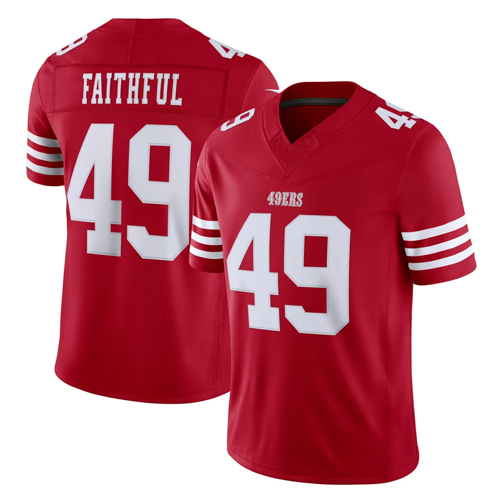 SF.49ers #49 The Faithful Player Red Limited Vapor F.U.S.E. Home Game BALCE Stitched Jerseys