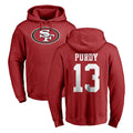 SF.49ers #13 Brock Purdy Player Red LOGO Pullover Hoodies Home Game BALCE Stitched Jerseys