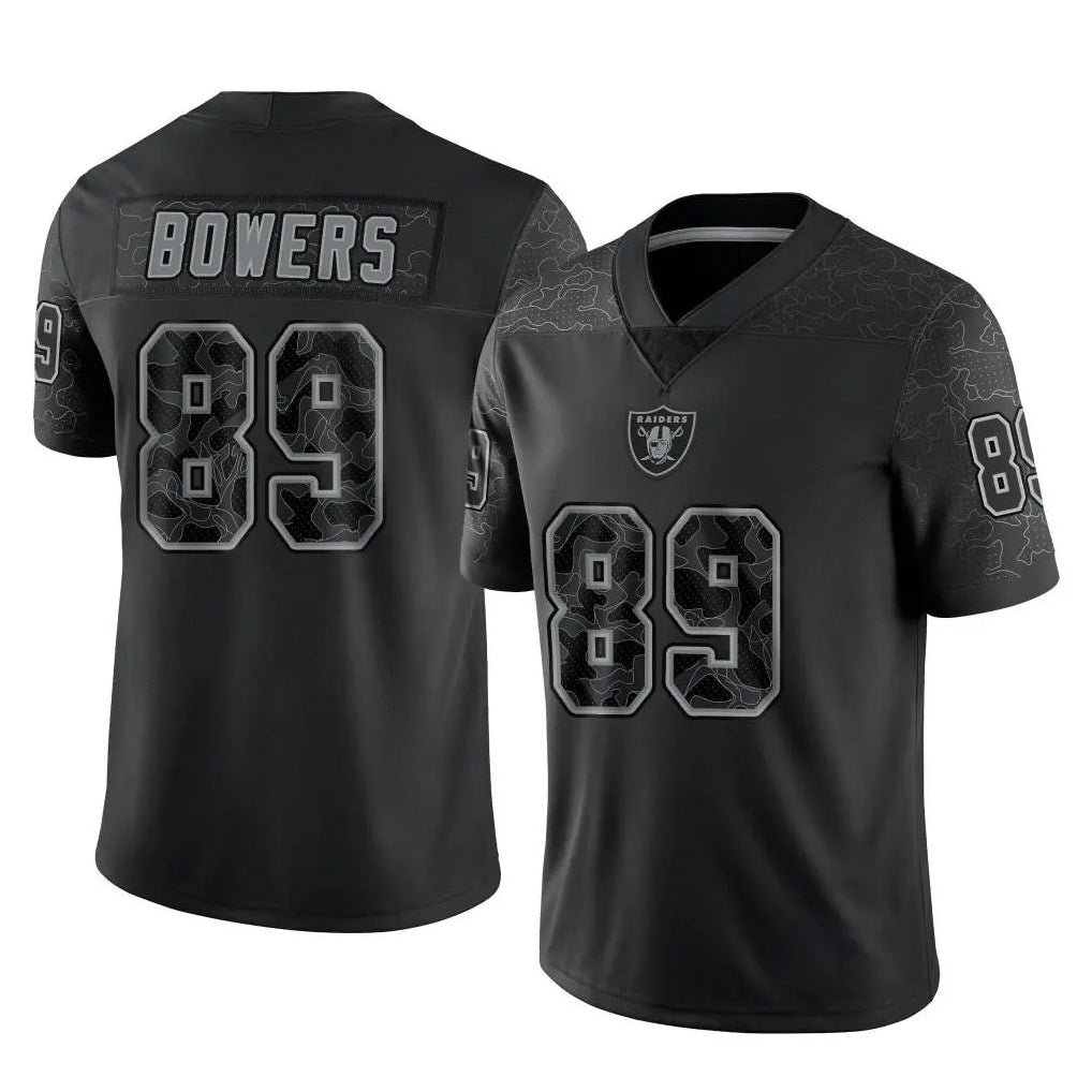LV.Raiders #89 Brock Bowers Player Black Reflective Limited Game BALCE Stitched Jerseys