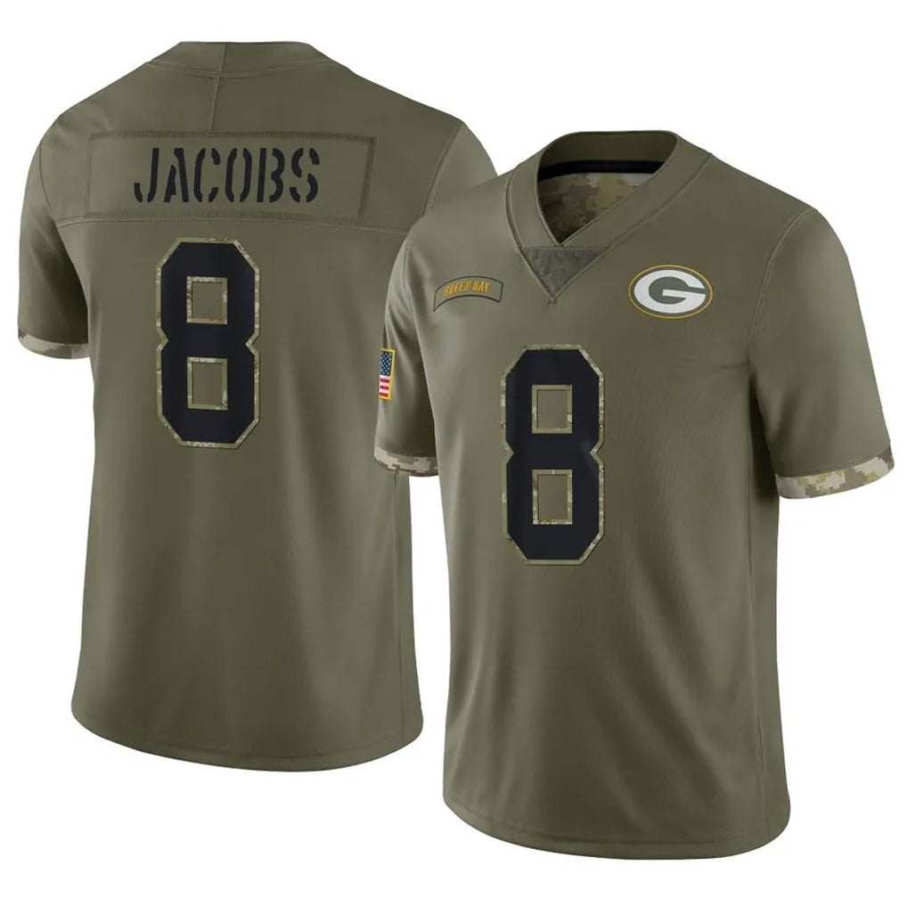 GB.Packers #8 Josh Jacobs Player Olive Salute To Service Limited BALCE Stitched Jerseys