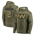W.Commanders #2 Amik Robertson Player Olive Salute to Service Pullover Hoodie Limited Home Game BALCE Stitched Jerseys