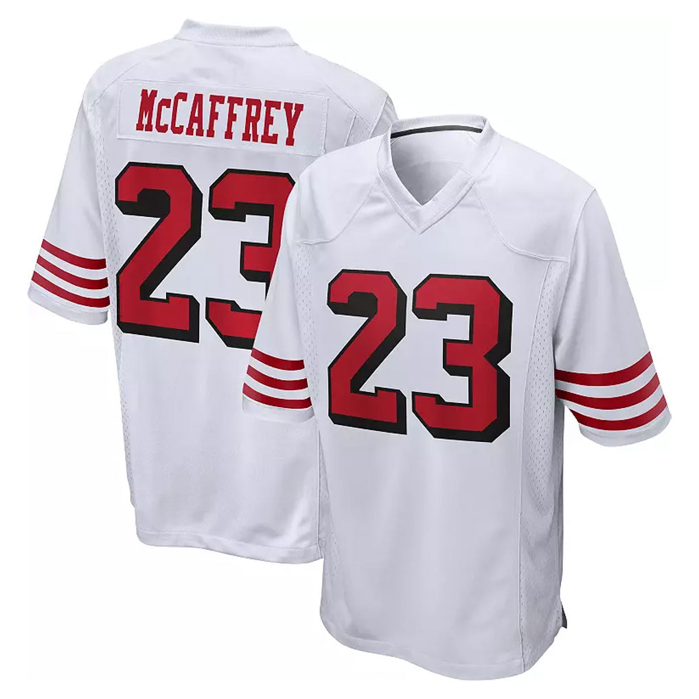 SF.49ers #23 Christian McCaffrey Player White Limited Home Game BALCE Stitched Jerseys