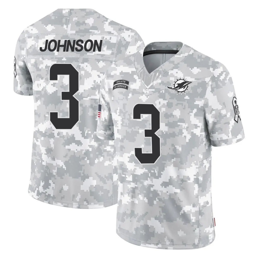 M.Dolphins #3 Chris Johnson Player Arctic Camo Salute To Service Limited Game BALCE Stitched Jerseys