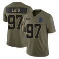 IN.Colts #97 Laiatu Latu Player Olive 2025 Salute To Service Limited Game BALCE Stitched Jerseys