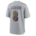 B.Ravens #8 Lamar Jackson Player Gray Replica Limited BALCE Stitched Jerseys