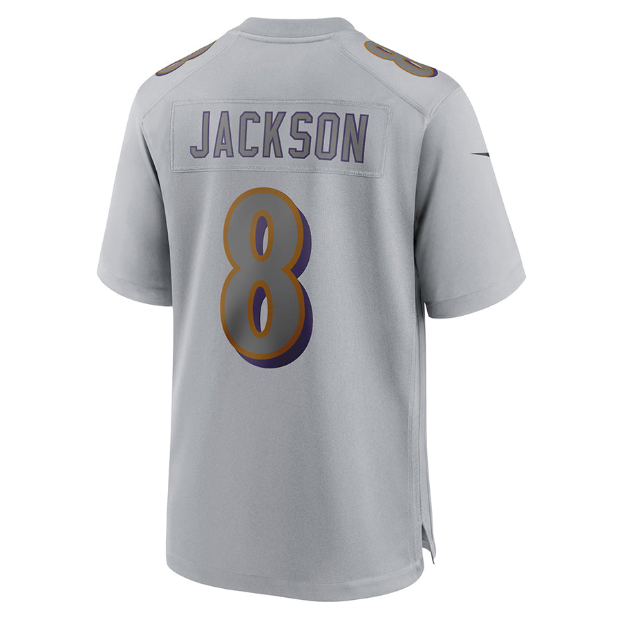B.Ravens #8 Lamar Jackson Player Gray Replica Limited BALCE Stitched Jerseys