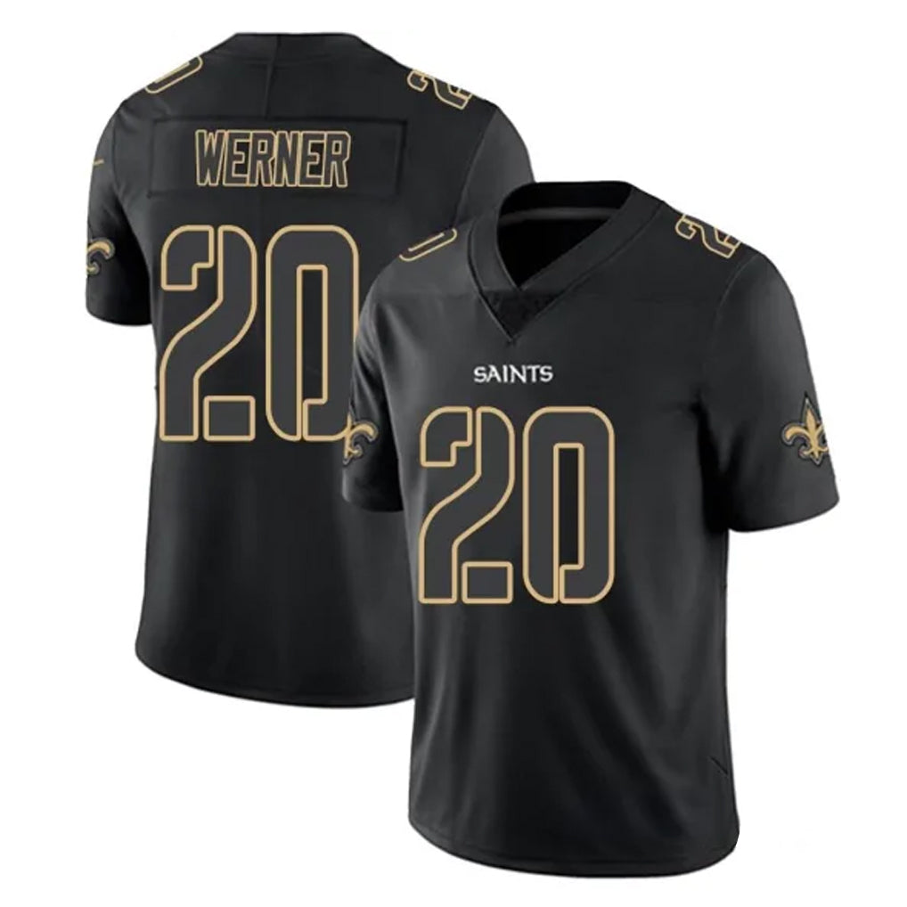 NO.Saints #20 Pete Werner Player Black Impact Limited Home Game BALCE Stitched Jerseys